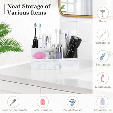 Тримач для зубних щіток Luxspire, 5 відділень Електричний тримач для зубних щіток Стакан для зубних щіток Організатор для зубних щ