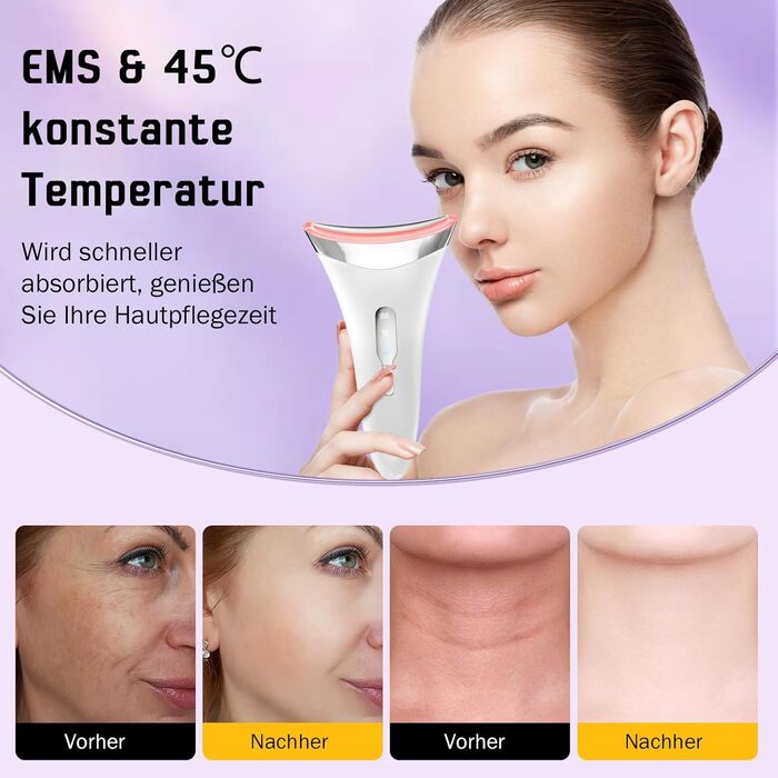 Масажер для обличчя для обличчя пристрій для масажу зморшок Пристрій для підтяжки обличчя EMS Face Massager - проти зморшок з 3 світлодіодними режимами Масаж обличчя - 45 Тепловий масажер для підтяжки шкіри для жінок Чоловіки
