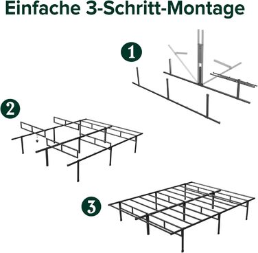 Ліжко Zinus Justin 90x200 см - Висота 36 см з місцем для зберігання під ліжком - Металевий каркас ліжка-платформа - Чорний 90x200 см Сучасний чорний