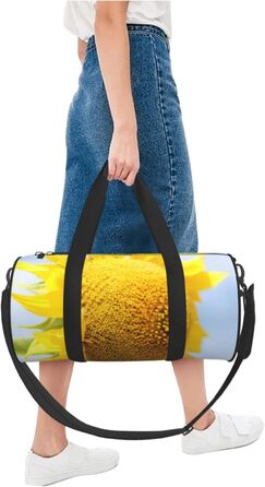 Спортивна сумка, дорожня сумка, жовта сумка з принтом соняшників, сумка для подорожей, чорна, універсальний розмір