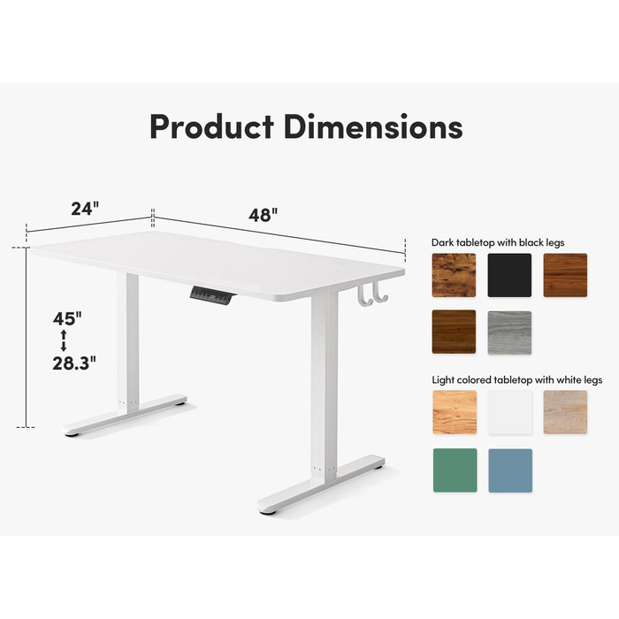 Електричний стіл FEZIBO з регульованою висотою та портами зарядки USB-A та USB-C, 120 x 60 см, стіл для роботи сидячи та стоячи, білий 120 60 см білий