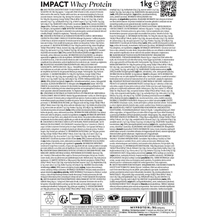 Сироватковий протеїн MyProtein Impact, ваніль, 1 кг
