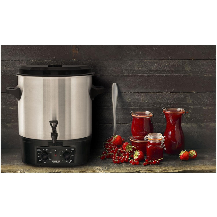 Глінтвейн Stagecaptain GWK-27A - Машина для консервації на 27 літрів - 2000 Вт - Матова нержавіюча сталь - Просте управління (температура та таймер) - Автоматичне вимкнення - Срібло