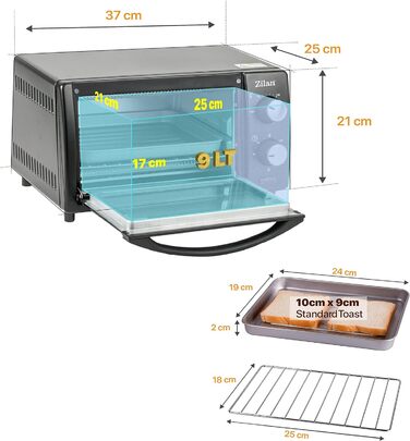 Міні-духова шафа 9 літрів Таймер на 60 хв 800 Вт 100-230C Міні піч Духова шафа Міні-піч Кемпінгова піч Мала духова шафа Маленька духова шафа