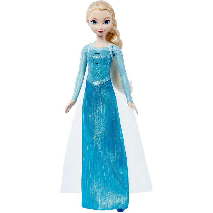 Іграшка Mattel Disney Frozen Льодяна королева, співаюча лялька Ельза в характерній сукні, співає Let's go з фільму Діснея Крижана королева, Подарунки для дітей, німецька версія HMG32 Лялька Ельза HMG32