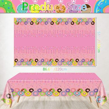Пакети скатертини для пончиків, прямокутна скатертина для пончиків 220х130 см, тематичні прикраси для дитячого дня народження, веч