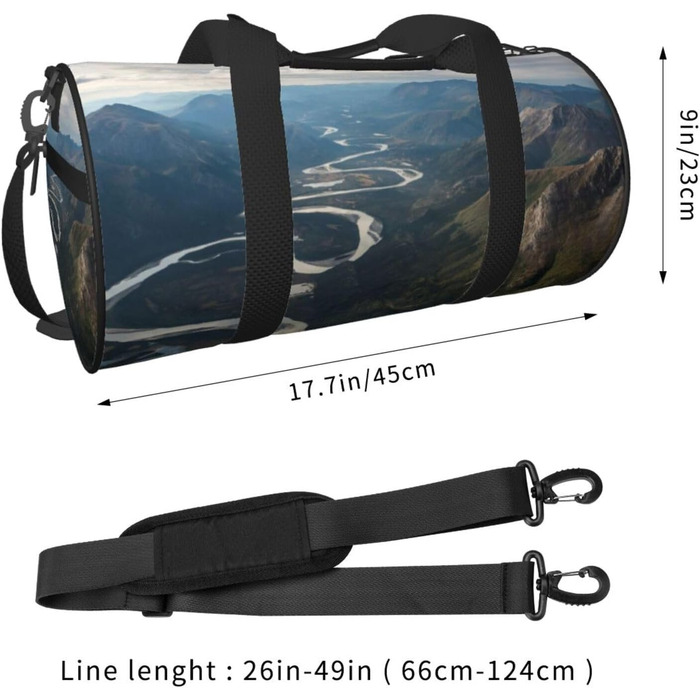 Спортивна сумка для подорожей, туристична сумка з принтом, сумка на нічліг, чорна, універсальний розмір