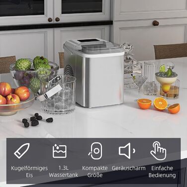 Льодогенератор HOMCOM 12 кг/24 год 1,2 л льодогенератор з дисплеєм резервуара для води 1,3 л Машина для створення кубиків льоду - Машина для виробництва кубиків льоду самоочисна срібло 30.3 x 22.8 x 29 см