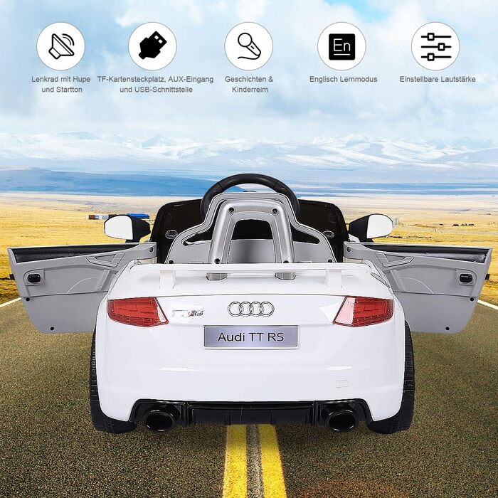 Дитячий автомобіль COSTWAY 12V Audi з пультом дистанційного керування 2.4G, 3-швидкісний електромобіль 2,5-5 км/год з MP3, клаксон