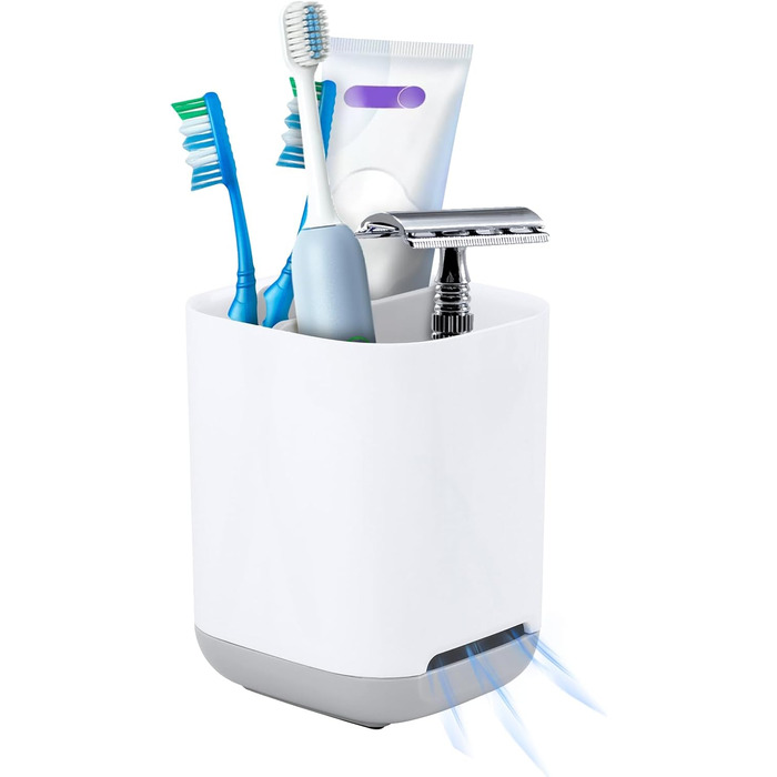 Тримач для зубних щіток, чашка для зубних щіток, знімний пластиковий тримач для зубних щіток, тримач для зубних щіток, тримач для електричних зубних щіток для ванної кімнати зі зливним отвором, 2 відділення для зубних щіток 1 слот для зберігання