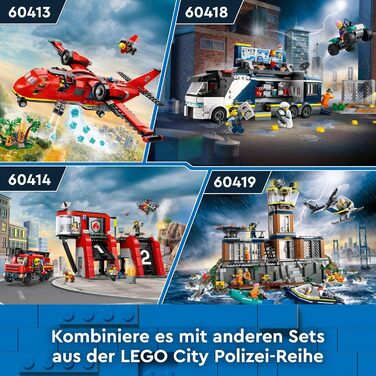 Пожежний літак LEGO City, пожежний набір з іграшковим літаком для дітей, будівельний набір з 3 фігурками пожежників та пожежним фоном, чудова ідея для подарунка для хлопчиків та дівчаток віком від 6 років 60413