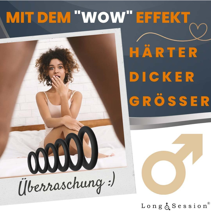 Набір кілець для пеніса Long.Session із силікону - ПОКРАЩЕНА ВЕРСІЯ 2.0 - Як кільця для пеніса та яєчок для чоловіків - Кільця для члена для міцнішої та тривалої ерекції - Кільце для пеніса та кільця для яєчок