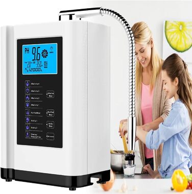 Іонізатор і очищувач води, до -500 Mv Orp, Ph 3,5-10,5, очищувач води, фільтр для лужної води з 7 налаштуваннями води, інтелектуальне голосове керування, білий