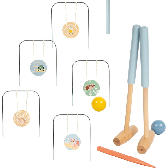 Маленький крокет Садові друзі з дерева, міцна гра на свіжому повітрі з милими мотивами тварин, для дітей віком від 3 років, 12646