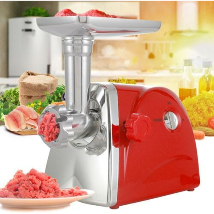 Червона електрична м'ясорубка, 800 Вт харчова ковбасна машина з нержавіючої сталі м'ясорубка м'ясний фарш фарш для ковбаси з 3 нож