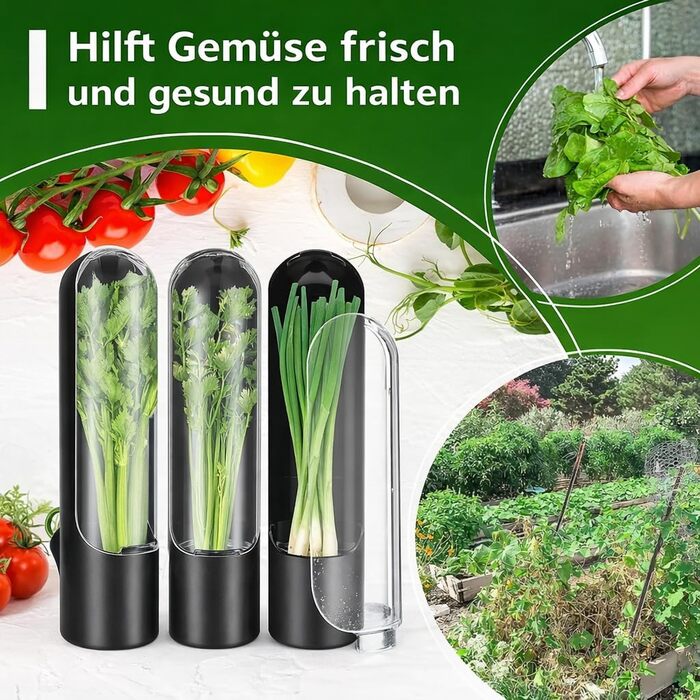 Набір із 6 контейнерів для трав для дверцят холодильника Зберігає свіжість коріандру, мяти та спаржі в 3 рази довше Преміальний контейнер для трав та горщик для спаржі з резервуаром для води для коріандру, петрушки (без BPA, висота 24,5 см)