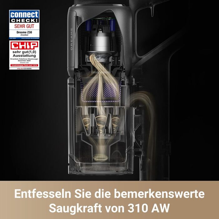 Акумуляторний пилосос Dreame Z30, 28 000 Па/310 AW, LED-підсвітка CelesTect