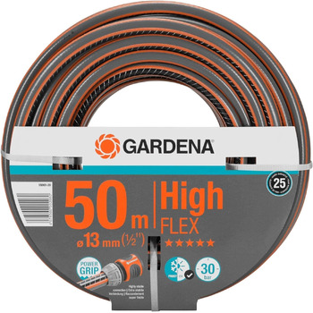 Шланг Gardena Comfort HighFLEX 13 мм (1/2 дюйма), 50 м Садовий шланг з профілем Power-Grip, тиск розриву 30 бар, стабільний за розмірами, стійкий до ультрафіолету, в упаковці (18069-20), сірий/помаранчевий Практичний шланг HighFlex