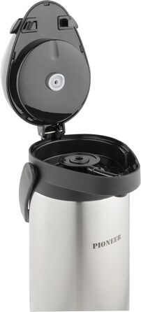 Термос Pioneer Flasks Airpot з нержавіючої сталі з важелем, пляшка для гарячої та холодної води, для чаю, кави, для конференцій, подій, 1,9 літра, сріблястий (SS19HC)