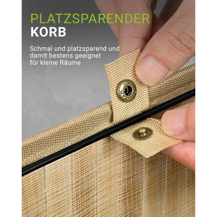 Бамбуковий кошик для білизни Juskys Curly Natural 72 л - Гігієнічний та складаний кошик для білизни з кришкою, ручкою для перенесе