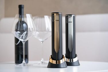 Електричний штопор Prestigio Maggiore - Відкривачка для винних пляшок преміум-класу з зарядною док-станцією - Вбудований різак для фольги - упакований у високоякісну подарункову коробку - Чорний/Золотий Maggiore - Багате золото