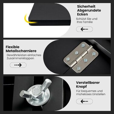 Настінний розкладний стіл GYMAX 80 x 60 см, розкладний кухонний стіл, компактний дерев&39яний обідній стіл, настінний стіл, розкладний стіл, настінний стіл для їдальні та кабінету (чорний)