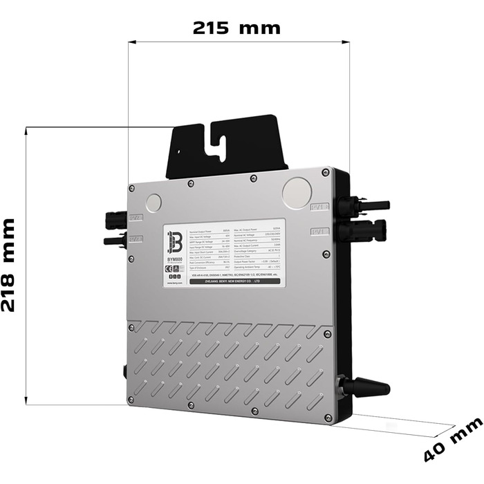 Двофазна балконна електростанція SUNNIVA 920 Вт, повністю чорна, з інвертором Beny 800 Вт, фотоелектричною сонячною системою, 2 сонячними модулями зі скла по 460 Вт, включаючи кабель 5 м, повний комплект фотоелектричної системи 920/800 Вт