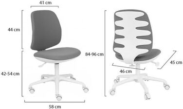 Обертовий стілець для дітей та підлітків, Active White, з регульованою глибиною спинки, ергономічними пазами на спинці, максимальне навантаження до 150 кг, сприяє правильній поставі. (Білий/Рожевий)