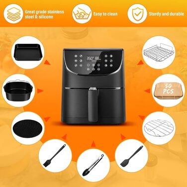 Аксесуари для фритюрниці, Аксесуари для фритюрниці з 9 предметів, Набір аксесуарів для фритюрниці, Аксесуари для фритюрниці, Аксесуари для фритюрниці з гарячим повітрям для фритюрниці 5.5 л