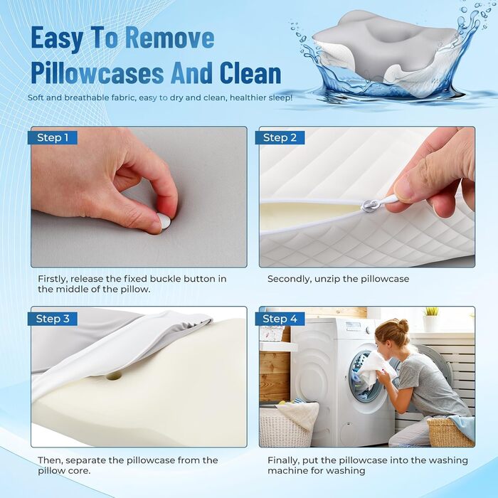 Подушка з піни з ефектом пам&39яті, подушка для підтримки шиї, ергономічна подушка, подушка для шиї, ортопедична подушка, подушка від болю в шиї, для сну на боці, спині та животі (сіра)