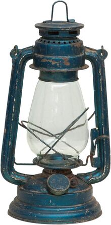Антикварний металевий олійний ліхтар Biscottini Д15,5 x Ш15,5 x В32,5 - Центральна композиція - Домашній декор - Ліхтар у стилі шеббі-шик - Кемпінг