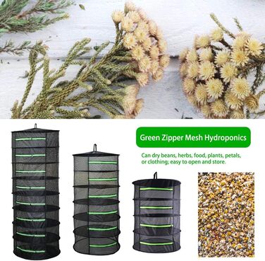 Сушильна сітка для трав, 4-х шарова сушарка для рослин Сушильна стійка на блискавці, складна підвісна Підходить для сушіння сухоцв
