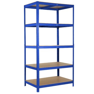 Міцний стелаж Ribelli, 180 x 90 x 60 см (В x Ш x Г), вантажопідйомність до 875 кг, 5 регульованих полиць, підвальний стелаж, стелаж для зберігання, стелаж без ригелів, металевий стелаж, синій