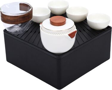 Китайський кунг-фу чайний набір Sorandy, портативна міні-чайничка з кераміки, 4 чашки з дорожнім чохлом для зберігання. Ідеально підходить для дому, офісу, подорожей та як подарунок.