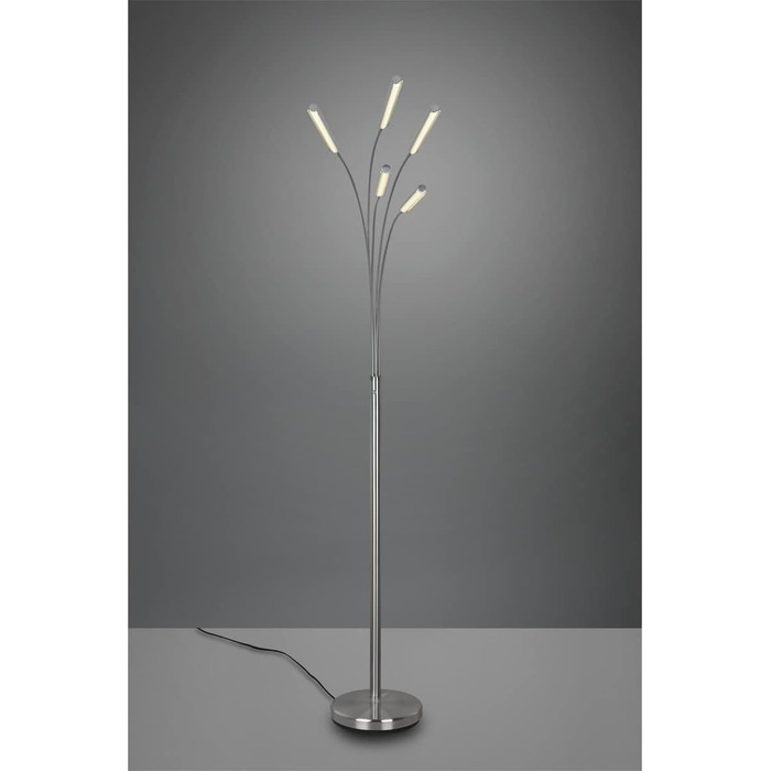 Стійка LED-світильник Reality Reed R41031507, матовий нікель, 5 шт. 3.5 Вт LED, диммерний вимикач, сріблястий