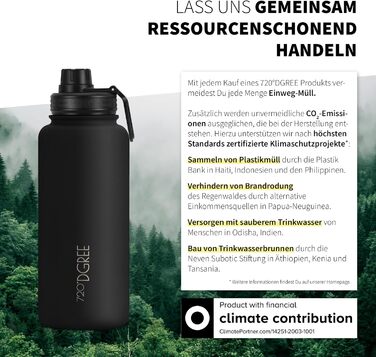 Термос для води 720DGREE з нержавіючої сталі 950 мл noLimit фруктовий інфузер - герметичний, підходить для газованих напоїв, без BPA - ізольований пляшка з кришкою, що закручується, для спорту, активного відпочинку, фітнесу спортивна кришка 950 мл 01 Онік