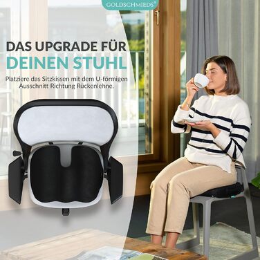 Ортопедична подушка для сидіння ПЕРЕМОЖЕЦЬ ТЕСТУ Ергономічний оазис для офісних крісел, автомобілів тощо - Знімає тиск на куприк, заспокоює біль та сприяє кровообігу Зроблено в Німеччині 50-95 кг Чорна піна з ефектом пам&39яті