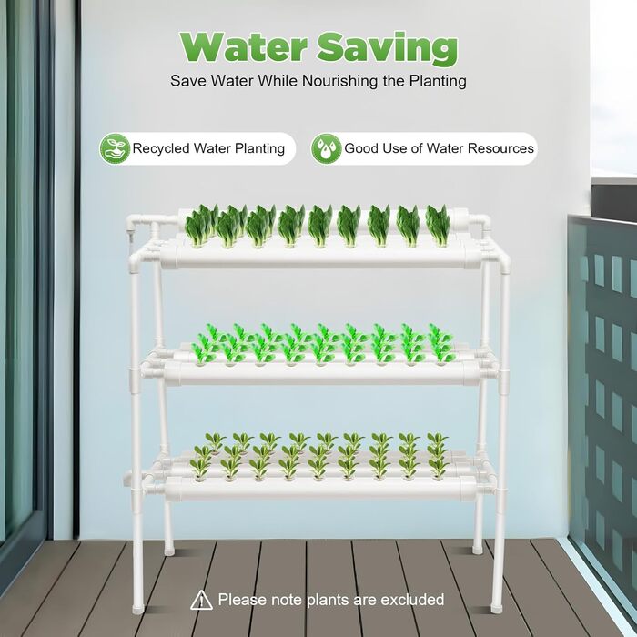 Набір для гідропонного вирощування LIAIZE із 90 місцями для рослин, 3-шарова система гідропонного вирощування, набір для гідропонного вирощування на ділянці Система гідропонного садівництва Безґрунтові труби для вирощування Вертикальний сад