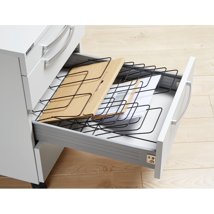 Роздільник для шухляд SSI Schfer, кутовий лоток, 7 відділень DIN A4, для шухляд глибиною 600 мм, для шухляд з 3 одиницями висоти, В 106 x Ш 328 x Г 480 мм