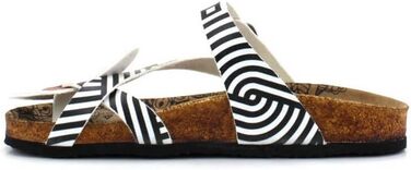 Жіночі повсякденні пляжні сандалі GOBY з регульованим ремінцем зручні, водонепроникні сандалі для літа, підтримка підошовного фасціїту, розмір 40 EU, чорно-білий дизайн