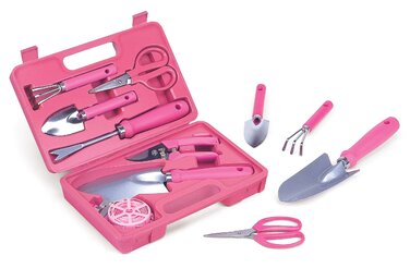 Рожевий садовий набір Леді для жінок лопатка, граблі, секатор та інше