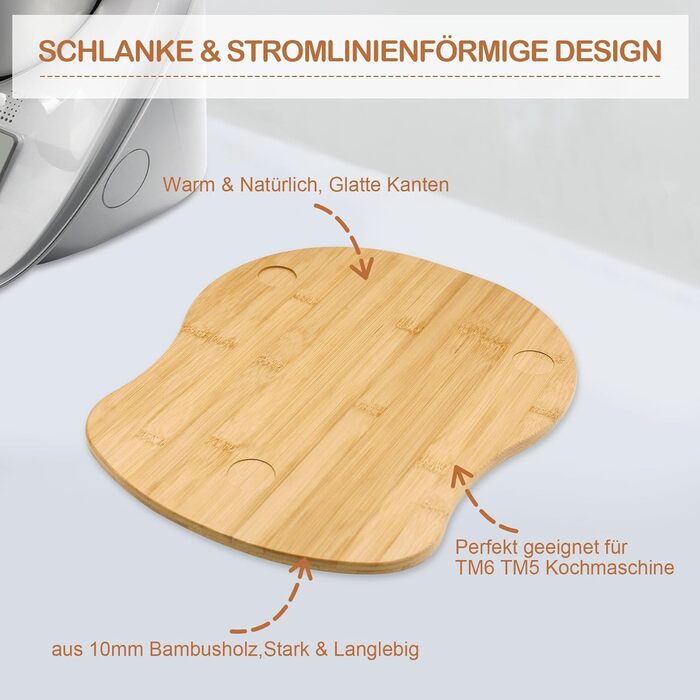 Розсувна дошка для Thermomix TM6 TM5, бамбукова швидкорухома ковзаюча дошка для кухонного комбайна Thermomix Vorwerk TM6 Аксесуари, Рулонна дошка для Thermomix TM6 TM5 Підкладкова дошка Рулонна дошка