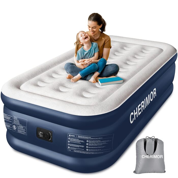Самонадувальний надувний матрац, надувне ліжко для 1 особи, герметичне самонадувальне надувне ліжко з вбудованим насосом за 2 хвилини, надувний матрац для дому та гостьового ліжка 190x99x46 см, одномісний