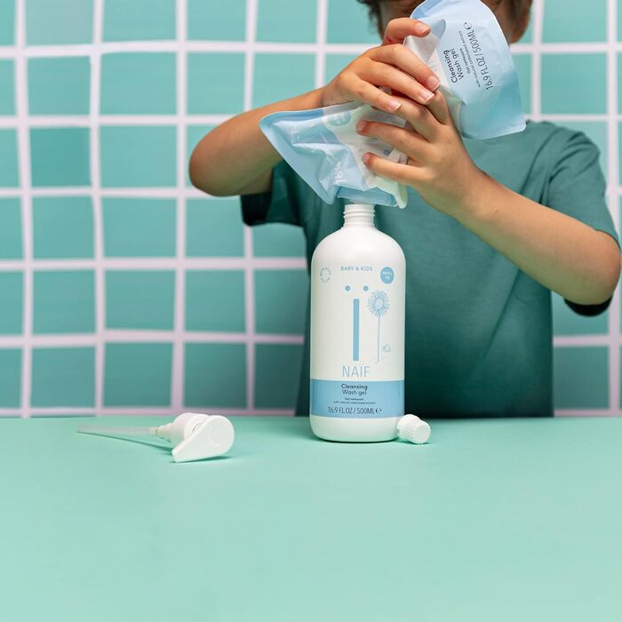 Доглядальний гель для вмивання - для немовлят та дітей - Догляд за дитиною - Гель для душу для чутливої шкіри - Дитячий гель для душу - Натуральні інгредієнти - Веганський - 500 мл