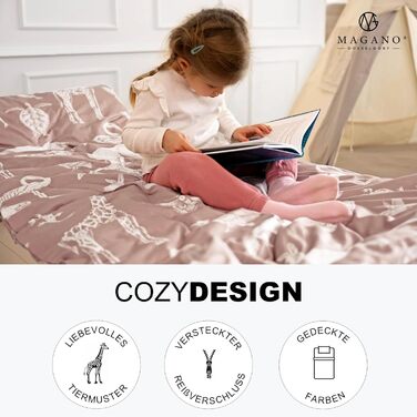 Дитяча постільна білизна 100x135 рожева бамбуковий та бавовняний сатин 400 TC розкішна якість гіпоалергенна дитяча дитяча постільн