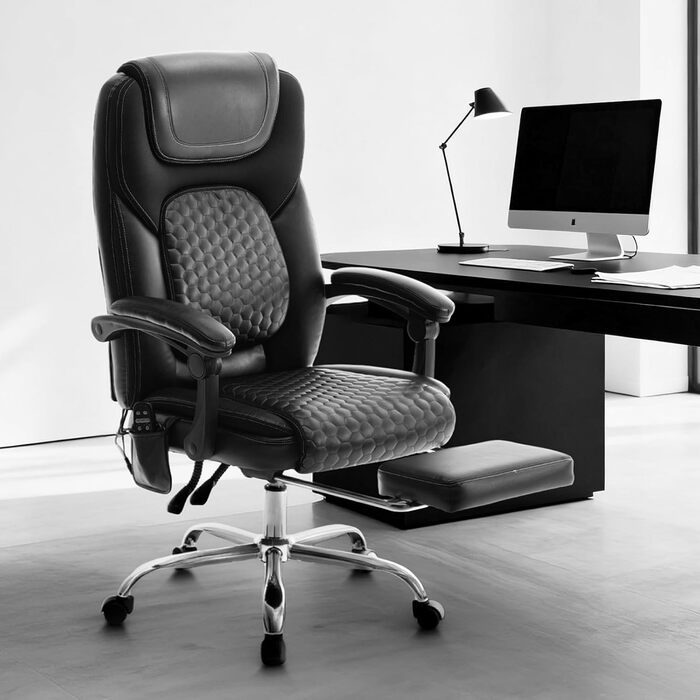Ергономічне шкіряне крісло керівника COLAMY, один розмір, штучна шкіра, чорне
