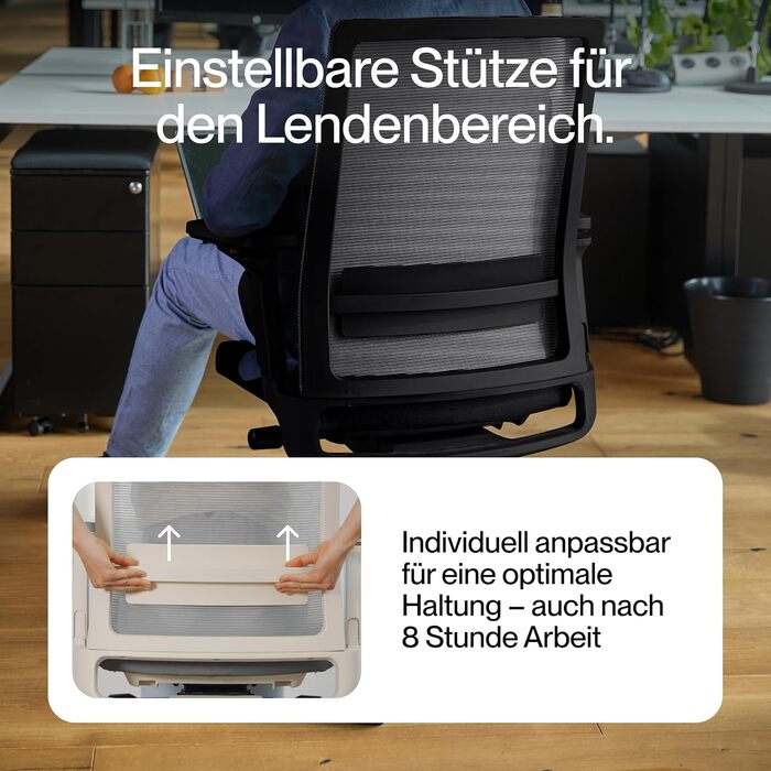 Активне офісне крісло матово-чорного кольору ПЕРЕМОЖЕЦЬ ТЕСТУ Ергономічне офісне крісло з функцією нахилу сидіння та адаптивною поперековою опорою Повністю регульоване офісне крісло для оптимального положення сидіння Обертове крісло матово-чорного кольору