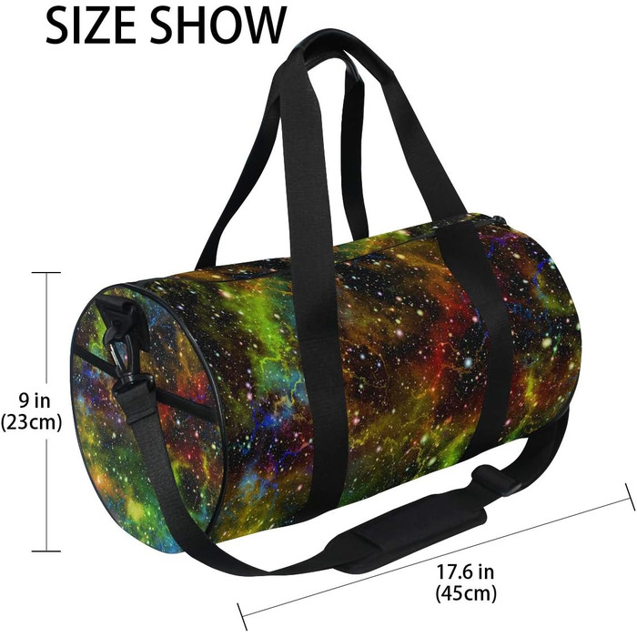 Спортивна сумка з абстрактним, барвистим дизайном всесвіту веселка, туманність, галактика. Дорожня сумка-вікендер з міцного канвасу для чоловіків та жінок. Ідеально підходить для спорту, подорожей та на вихідні.