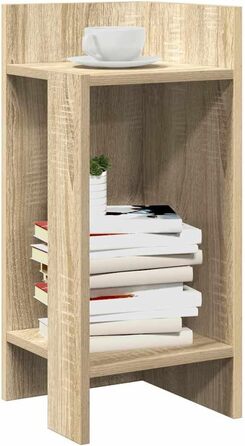 Журнальний столик з полицею, дуб Сонома, 25,5x27x60 см, Акцентний столик, Столик з лампою, Маленький столик, Столик для дивана, Столик для вітальні, Кутовий столик, дуб Сонома 1