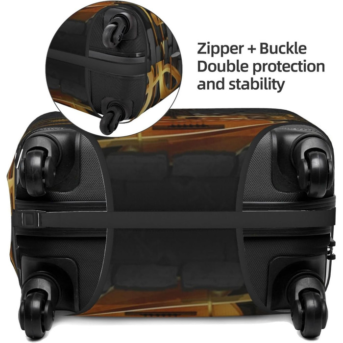 Чохол для валізи з принтом гітари TOMPPY, еластичний, що миється, захисний, антиподряпний, підходить для валіз розміром 18-32 дюйми, чорний, розмір L